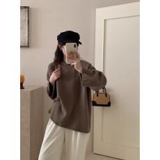 批发韩系慵懒风毛衣女新款秋冬加厚保暖宽松小个子内搭针织衫打底上衣