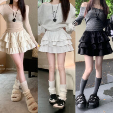 批发双面绒秋冬法式气质芭蕾风蛋糕蓬蓬裙<b class='q'>半身</b>裙女高腰显瘦<b class='q'>短裙</b>