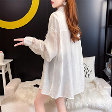 批发长袖防晒<b class='q'>衬衫</b>女夏季薄款宽松韩版慵懒风天丝外套雪纺透气上衣