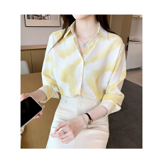 批发新款<b class='q'>衬衫</b><b class='q'>女长袖</b>休闲宽松设计感小众印花<b class='q'>衬衣</b>雪纺衫气质流行