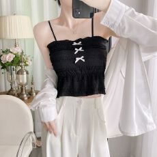 批发古典清纯温柔风<b class='q'>蕾丝</b>美背吊带背心性感<b class='q'>裹</b><b class='q'>胸</b>抹胸蝴蝶结装饰一体<b class='q'>胸</b>垫