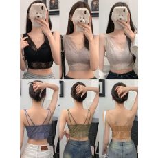 批发法式蕾丝宽肩带美背小背心女可拆卸杯深V防走光大码<b class='q'>内衣</b><b class='q'>百搭</b>