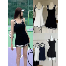 批发夏季新款休闲运动针织修身显瘦简约百搭无袖<b class='q'>连衣裙</b>背心裙女