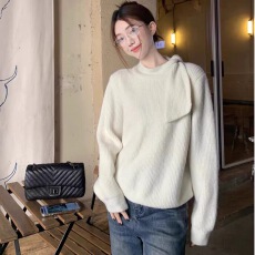 批发已出货 <b class='q'>韩国</b>chic复古温柔半高领绑带灰色毛衣女冬季新款，