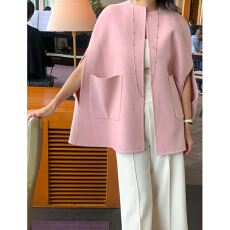 批发韩国简约大气斗篷式毛呢外套无袖呢子<b class='q'>马甲</b>大衣