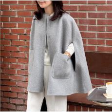 批发韩国简约大气斗篷式毛呢外套无袖呢子<b class='q'>马甲</b>大衣