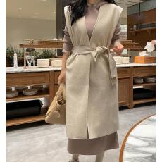 批发<b class='q'>韩国</b>chic纯色气质中长款无袖毛呢马甲外套