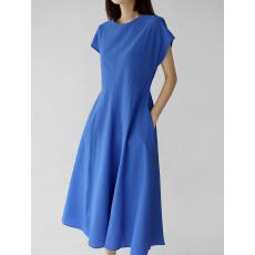 批发韩国chic肌理感a字收腰气质圆领<b class='q'>连衣裙</b>夏