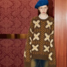 批发【<b class='q'>明星</b>同款】GREEN BELT秋冬复古撞色宽松百搭长袖圆领毛衣