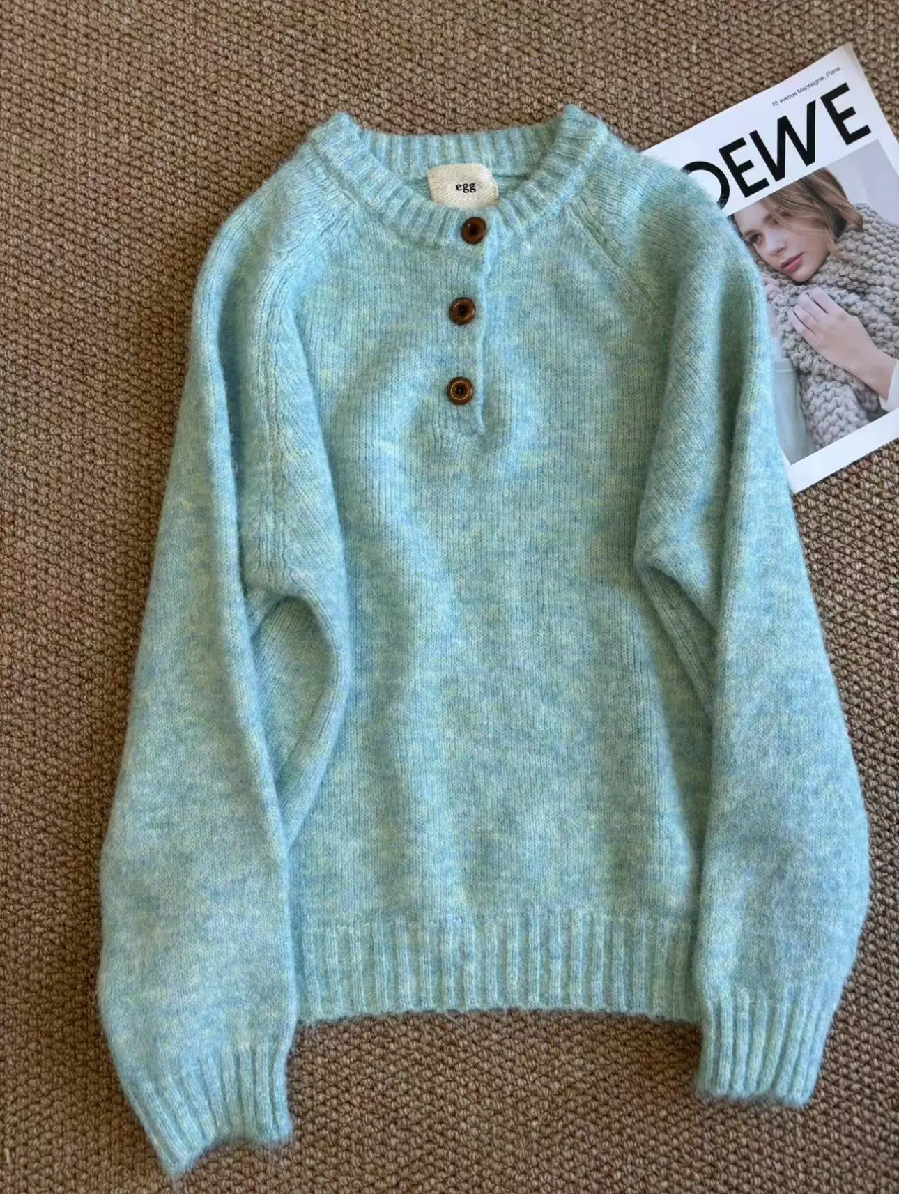 MY14247# 针织衫毛绒感套头半开圆领毛衣纯色宽松慵懒风上衣女裝貨源服...