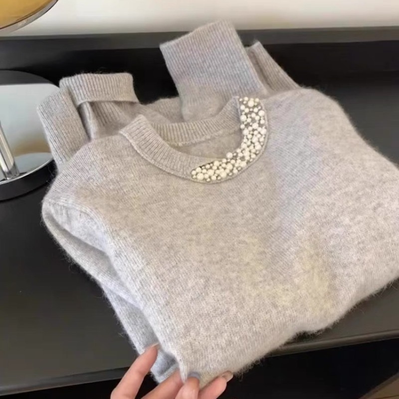 MY14245# 法式泡泡袖浣熊绒毛衣穿搭加厚秋冬高级感爆款洋气套头上衣女...