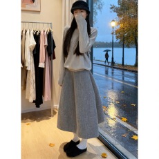 批发韩系灰色格雷系穿搭后背纽扣两穿针织开衫女<b class='q'>秋</b>冬叠穿内搭薄款毛衣