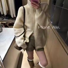 批发慵懒风韩版<b class='q'>毛衣</b><b class='q'>开衫</b>外套<b class='q'>女</b>2025新款秋冬季宽松立领拉链针织衫上衣