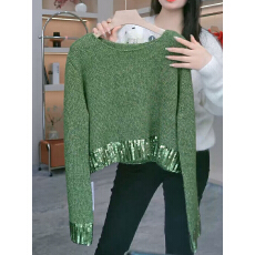 批发高级感时尚气质亮片拼接针织<b class='q'>毛衣</b><b class='q'>女</b>2025春秋季新款设计感洋气上衣