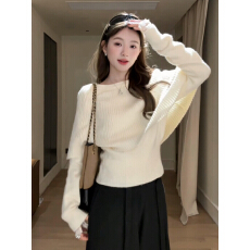 批发<b class='q'>大码</b>韩系杏色假两件针织衫毛衣女秋冬新款气质斗篷内搭<b class='q'>打底衫</b>上衣