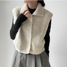 批发韩系深灰色高领毛衣马甲针织背心女秋冬<b class='q'>宽松</b>慵懒叠穿外搭无袖<b class='q'>上衣</b>