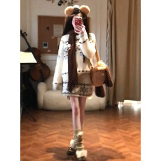 批发2025新款费尔岛风针织毛衣<b class='q'>连衣裙</b>子女秋冬超好看的圣诞穿搭两件套