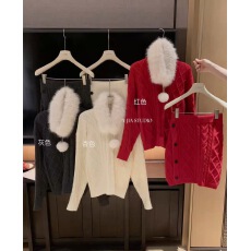 批发菱格麻花软糯全羊毛毛衣套装<b class='q'>女</b>显瘦侧扣装饰半身短裙两件套