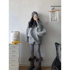 批发灰色毛衣针织<b class='q'>连衣裙</b>子女秋冬季2025新款早初秋高级感大衣内搭套装