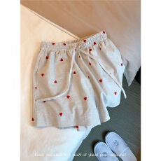 批发特大码300斤<b class='q'>韩版</b>爱心刺绣抽绳松紧腰短裤女夏季减龄甜美阔腿短裤