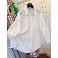 批发（原版面料）特大码240斤法式气质肌理感<b class='q'>条纹</b><b class='q'>衬衫</b>女