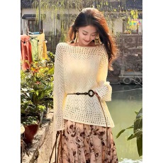 批发【南萱】【镂空<b class='q'>针织</b><b class='q'>罩衫</b>】春季新款设计感镂空<b class='q'>针织</b><b class='q'>罩衫</b>