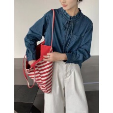 批发2026新款韩版立领系带<b class='q'>牛仔</b><b class='q'>衬衫</b><b class='q'>女</b>设计感宽松显瘦百搭气质外穿<b class='q'>衬衣</b>