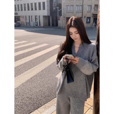 批发慵懒温柔系穿搭针织套装秋冬新款高级感时尚气质毛衣阔腿裤两件套