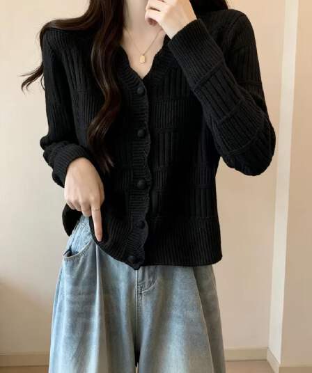 작은 샤넬 스타일 니트 오픈 가디건 스웨터 여자 봄 가을 새로운 빅 사이즈 통통한 여동생 슬림해 보이는 고급 디자인 센스 맨위