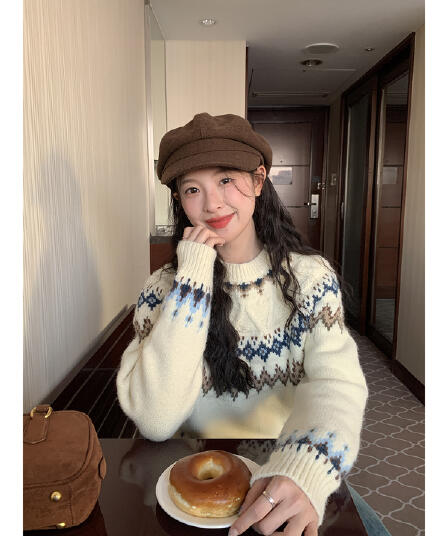 토지 작은 그룹 레트로 공정한 섬 스웨터 2026 가을 한 부서 캐주얼 느긋한 루즈핏 다용도 분위기 센스 맨위