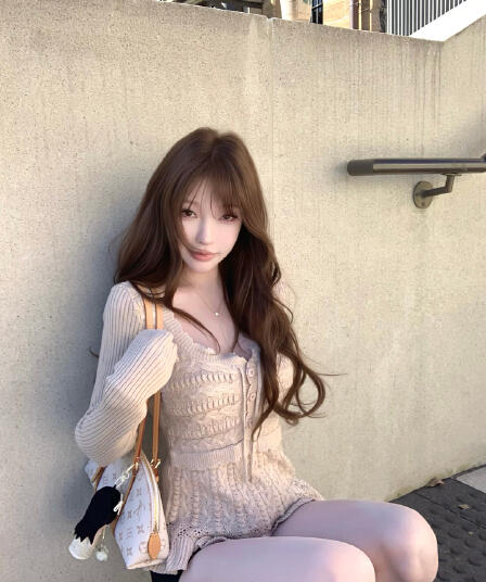니켈 예 손 편지 이중층 니트 질감 패치워크 순수한 욕망 부서 벨트 측면 칼라 트위스트 꽃 풀오버