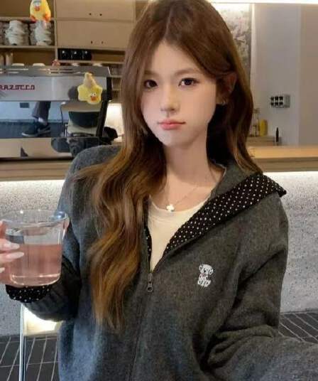 한 부서 패션 도트 무늬 패치워크 디자인 센스 후드 스웨터 오픈 가디건 가을 겨울 루즈핏 학원 지퍼 니트 여성 코트