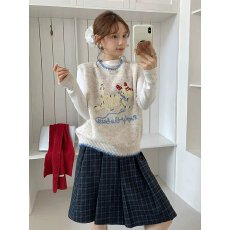 批发韩系小狗刺绣无袖套头叠穿马甲背心女秋冬季<b class='q'>甜美</b>宽松减龄坎肩上衣
