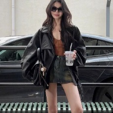 批发高档复古机车皮衣外套女2025春<b class='q'>秋</b>新款百搭气质设计感皮夹克洋气