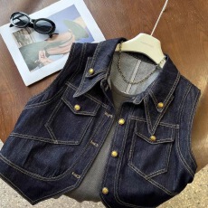 批发<b class='q'>牛仔</b><b class='q'>马甲</b>女2025秋装新款韩系翻领短款<b class='q'>牛仔</b>外套小个子坎肩<b class='q'>背心</b>上衣