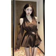 批发韩系<b class='q'>设计</b>感不规则露肩长袖衬衫女2025秋季收腰显瘦巨好看漂亮上衣