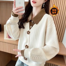 批发设计感韩版不规则Polo领卫衣女春秋款2025新款宽松外穿小个子上衣