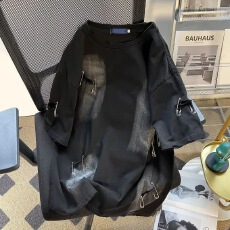 批发美式<b class='q'>嘻哈</b>破洞短袖<b class='q'>T</b><b class='q'>恤</b>女夏季宽松情侣高街慵懒风休闲上衣百搭体恤