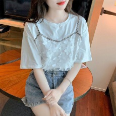 批发2026假两件夏季白色短袖<b class='q'>T</b><b class='q'>恤</b>韩版<b class='q'>原宿风</b>个性小众设计感圆领上衣ins