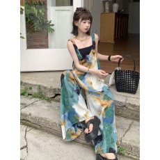 批发多巴胺<b class='q'>宽松</b>休闲波西米亚<b class='q'>背带裤</b>女夏季2026新款韩版吊带连体阔腿裤