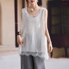 批发300斤胖MM假两件中长款蕾丝无袖<b class='q'>背心</b>女夏<b class='q'>大码</b>新款气质百搭上衣ins
