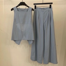 批发夏装搭配一整套小个子冷淡风盐系穿搭百搭减龄无袖背心两件套装女