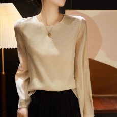 批发<b class='q'>日系</b>轻奢全真丝长袖内搭衬衫独特上衣春秋款女装优雅气质小衫衬衣