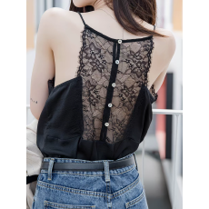 批发法式优雅高级外穿美背蕾丝吊带无袖内搭<b class='q'>宽松</b>西装衬衫打底背心小衫