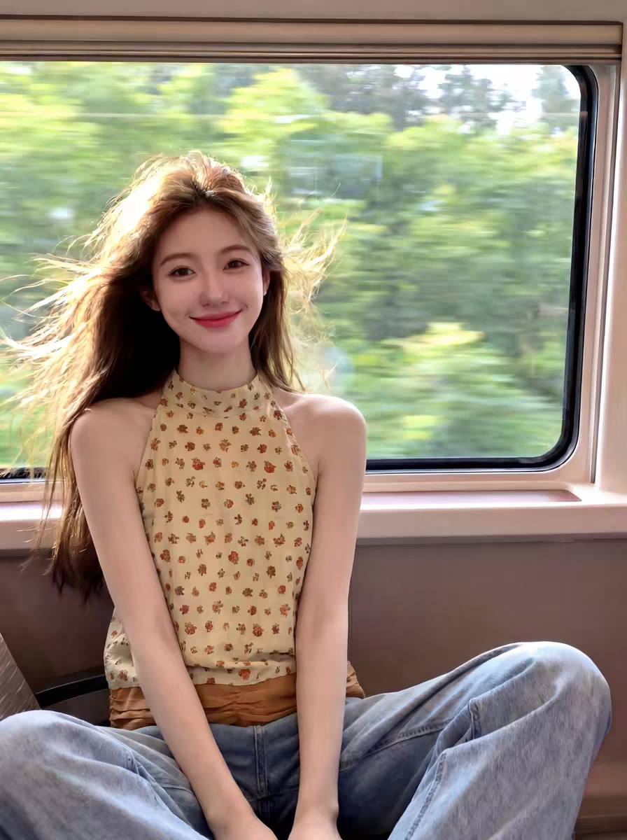 프랑스식 아름다운 프린트 패치워크 주름 행침 목 맨위 여성 2026 슈퍼 잘 생긴 작은 대중 Chic 슬림해 보이는 얇고 가벼운 작은 셔츠