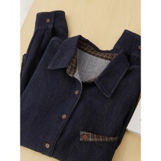 批发抓绒牛仔衣外套加厚保暖出口欧美外贸原单<b class='q'>OL</b>帅气男友风<b class='q'>衬衣</b>衫风衣