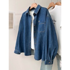 批发韩版复古小狗刺绣<b class='q'>牛仔</b><b class='q'>衬衫</b>女春季新款水洗做旧<b class='q'>衬衣</b>宽松休闲上衣