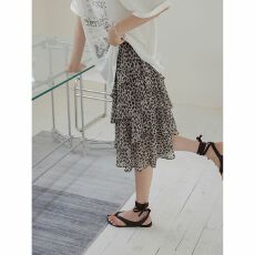 批发碎花雪纺荷叶边不规则高腰半身裙2025早秋蛋糕裙A字裙【工厂店】