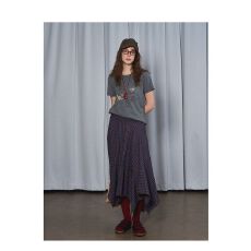 批发复古格纹下摆高腰A字裙伞裙2025秋季中长款气质半身裙【工厂店】