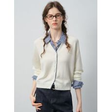 批发法式<b class='q'>格子</b>衬衫拼接假两件针织开衫女2025秋季新款减龄百搭上衣